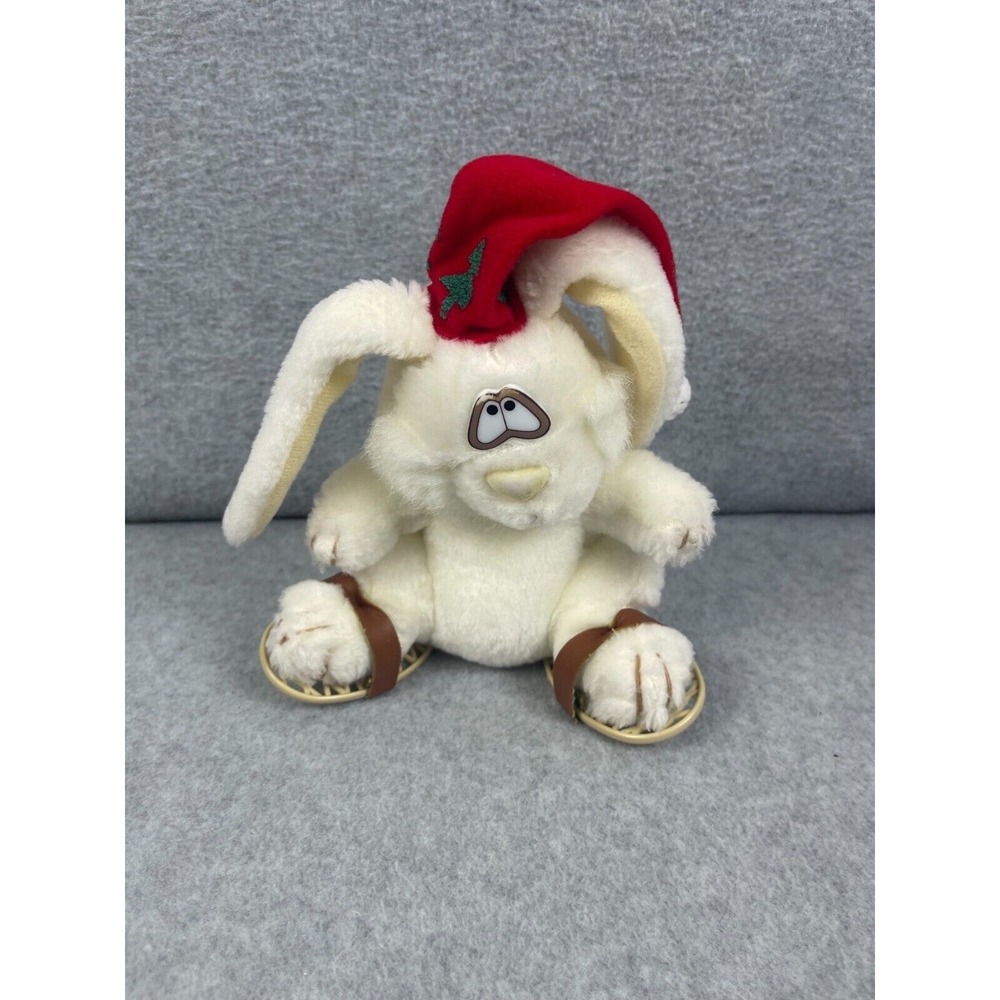Vintage Bunny Rabbit Plush W/ Snow Shoes & Hat Applause 7" Winter 1988